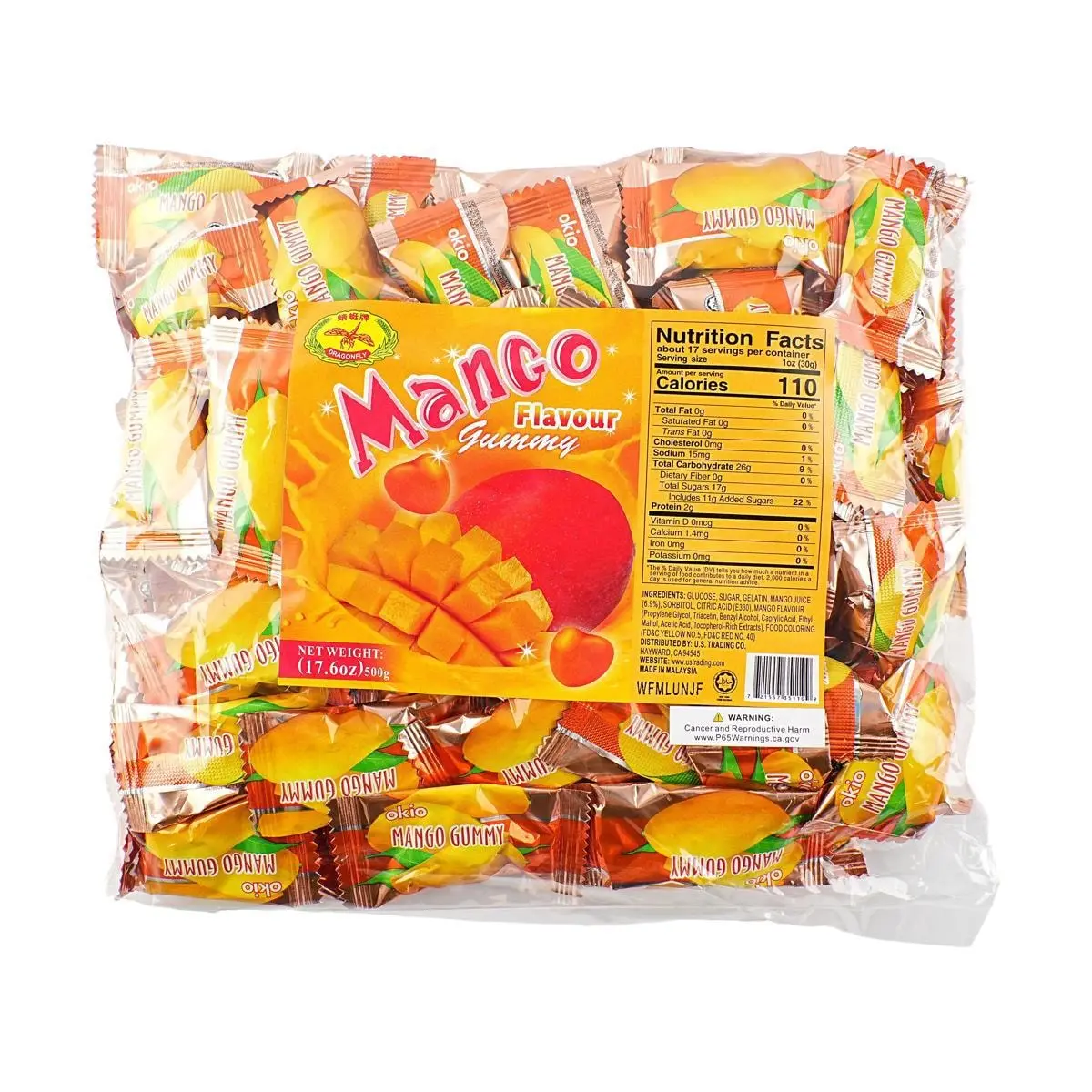 Dragonfly Brand Malaysia Mango Gummy Candy 500g - Authentic Tropical Fruit Chewy Snack