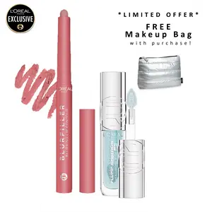 Blurfiller Blurring Lip Contour + Plump Ambition pH Hyaluron Lip Oil Duo, Pretty Girl Bundle, L'Oreal Paris Blurfiller Blurring Lip Contour + Plump Ambition pH Hyaluron Lip Oil Duo, Pretty Girl Bundle, L'Oreal Paris