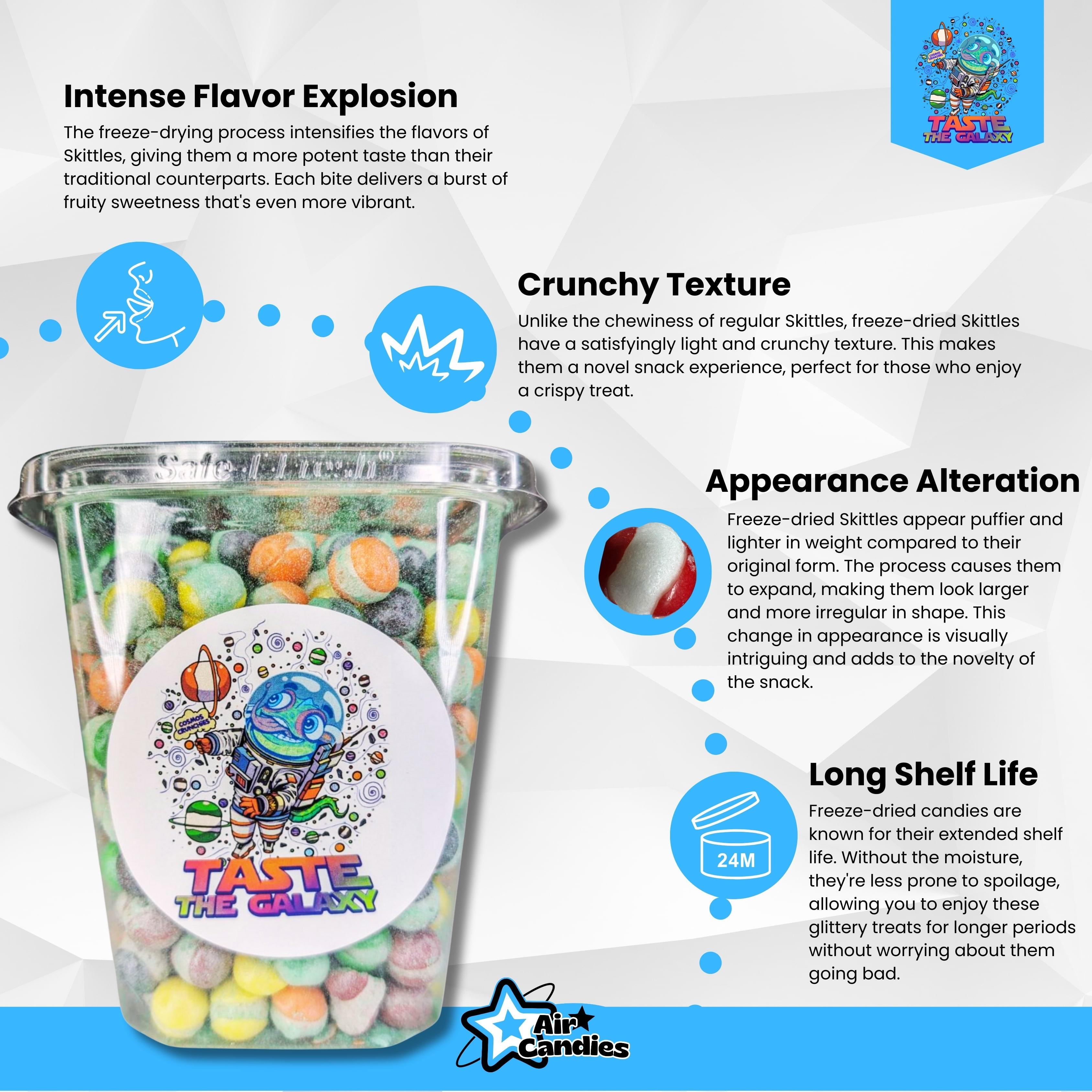 Air Candies Freeze Dried Skittles Candy: 13 Ounces w/ Edible Glitter, Gift Wrapping Available Fruity &  Sweet | Great Gift Snacking Candies