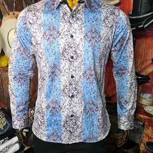 Barabas Men's Blue Floral Button-Up Shirt with Long Sleeves and Classic Fit