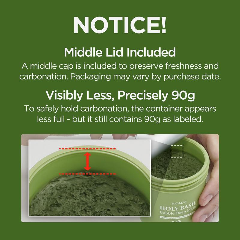 Holy Basil Bubble Deep Mask 13% - Sparkling Holy Basil & PHA for Cleansing Pores & Blackheads Clay Bubble Wash Off Pack(90g / 3.17 oz), for All Skin Types