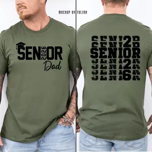 Women's Shortsleeve Casual Stylish T-shirt - Senior Dad 2026 Proud Graduation Graphic Top, Class of 2026 Family Shirt