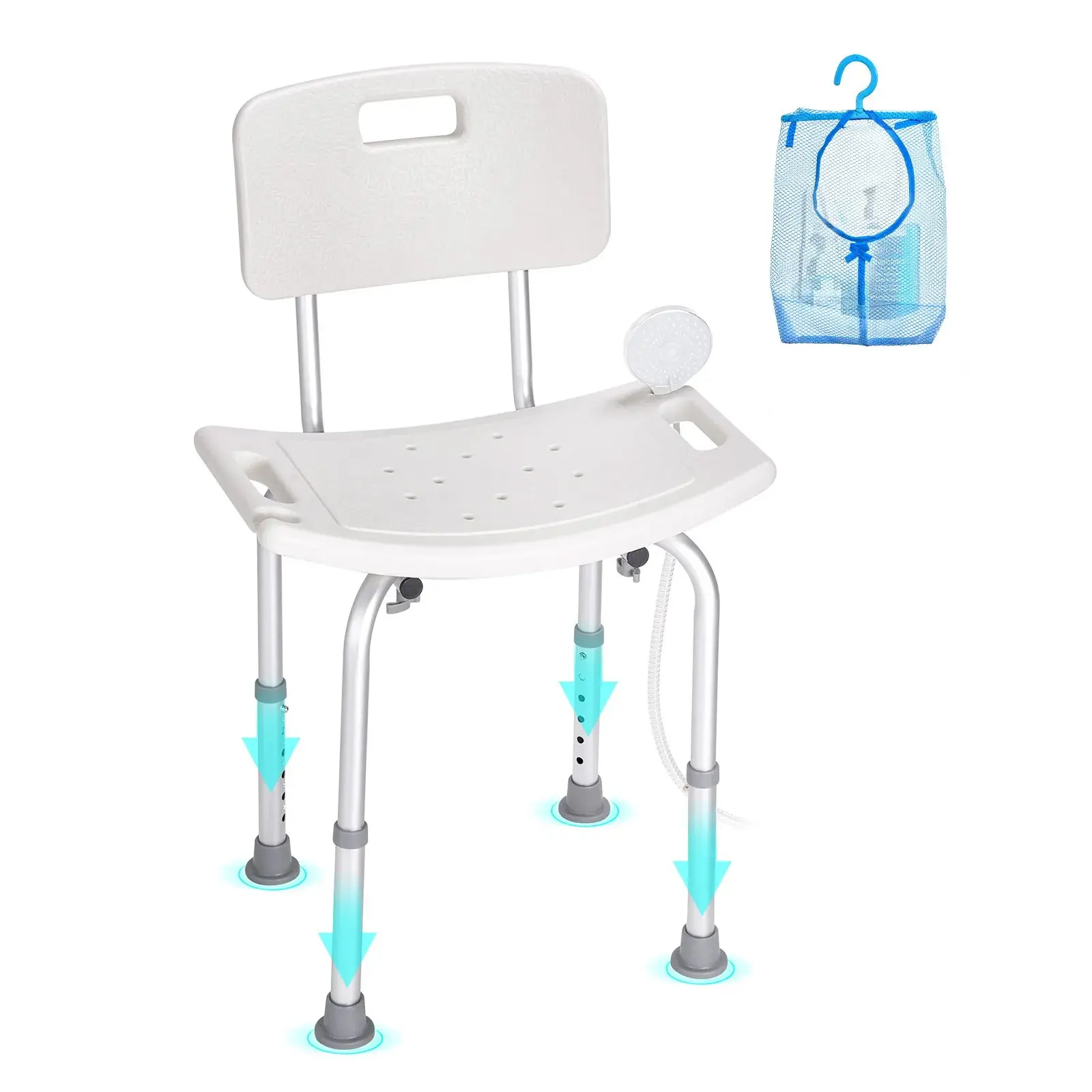 Shower Chair with Back - Adjustable Height Shower Stool, 350 lbs Capacity, Non-slip Bathroom Bench for Inside Shower/Bathtub - Ideal for Elderly, Disabled & Handicap