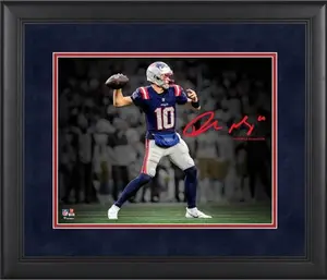 Drake Maye New England Patriots Facsimile Signature Framed 11" x 14" Spotlight Photograph