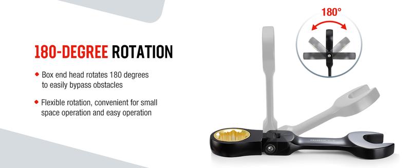 #JumpstartSale WORKPRO 8-Pack Flex-Head Stubby Anti-slip Ratcheting Wrench Set with Rolling Pouch