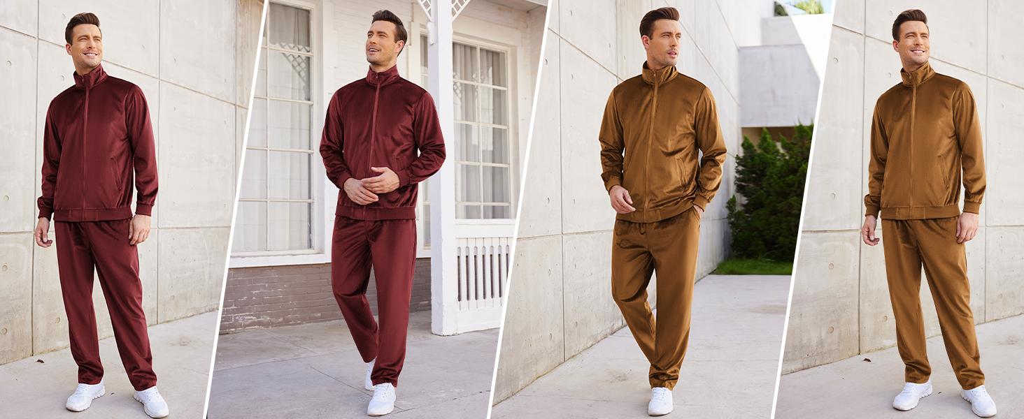 COOFANDY Mens 2 Piece Velour Tracksuit Full Zip Jackets Pants Velvet Jogging Suits Sweatsuit Set