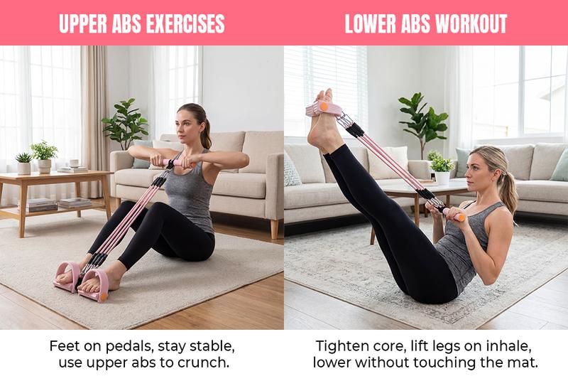 RELIFE REBUILD YOUR LIFE Pedal Resistance Bands with Handles Portable Foot Pedal Resistance Trainer for Full Body Workout Abdomen, Waist, Arms & Legs