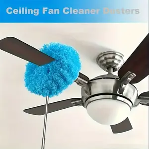 Ceiling Fan Duster with Long Extension Pole, Microfiber High Reach Cleaner for High Ceilings and Fans, Washable & Reusable Cleaning Tool