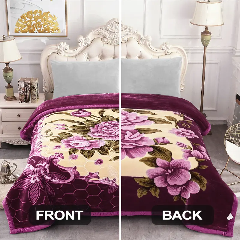 11 lbs Weight Winter Blanket King Size 85" x 93",Heavy Silky Soft and Warm, 2 Ply A&B Printed Raschel Bed Blanket