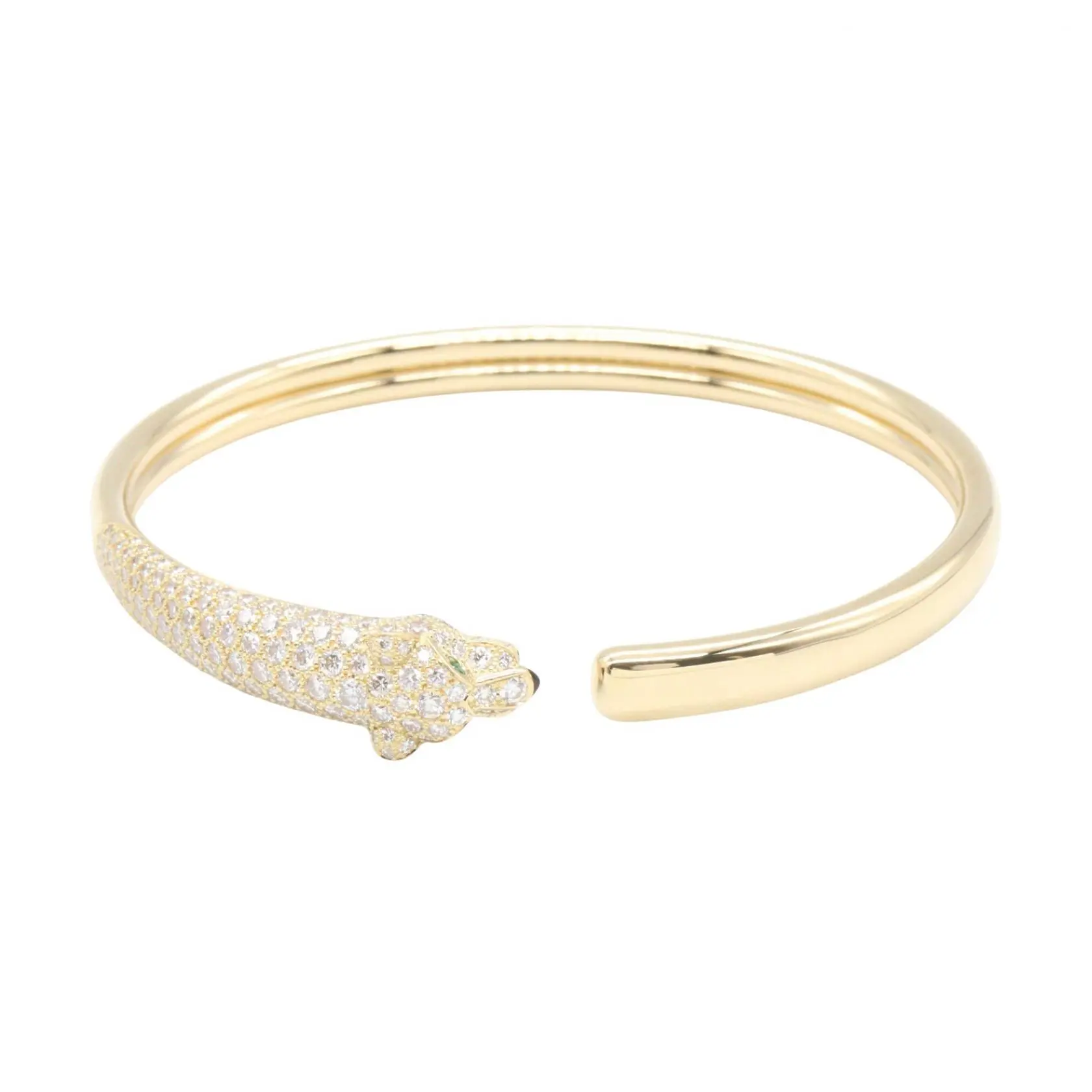 Pre-owned Cartier 18K Yellow Gold (Au750) Small Leather Goods Panthere Au750 Bangle Size 17