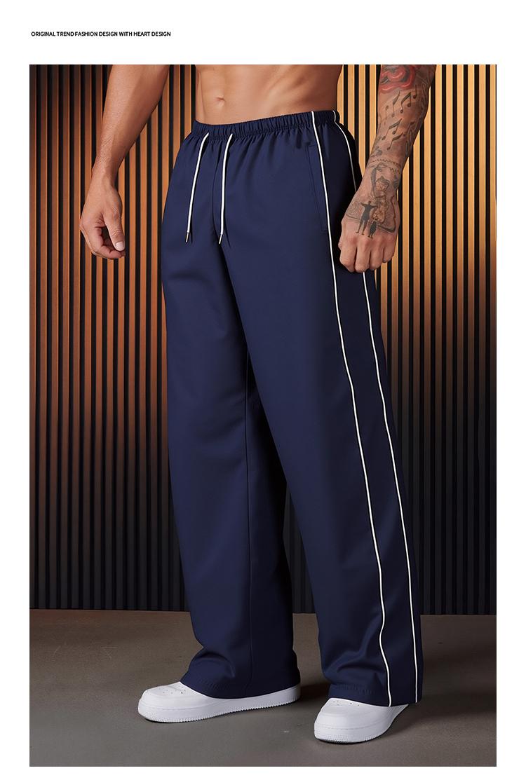 Men's Drawstring Waist Straight Leg Sports Pants Loose Fit Striped design,Versatile Simple Casual Style Sweatpants,Menswear Joggers,Outdoor Trousers,Suitable For Daily Wear,Going Out,Gift For Boyfriends/Sons,Please place an order according to size chart