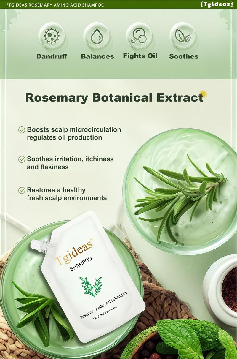 Tgideas Hair Nourishment Shampoo - Oil Balance & Scalp Refresh, Rosemary Zinc PCA Amino Acid Hydrolyzed Protein Gentle Cleanser Conditioner 250ML Smoother Shine