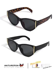 VINTAGE LEOPARD Cat Eye Sunglasses | Gold Accents & Slim Face Effect | UV400 Street to Party