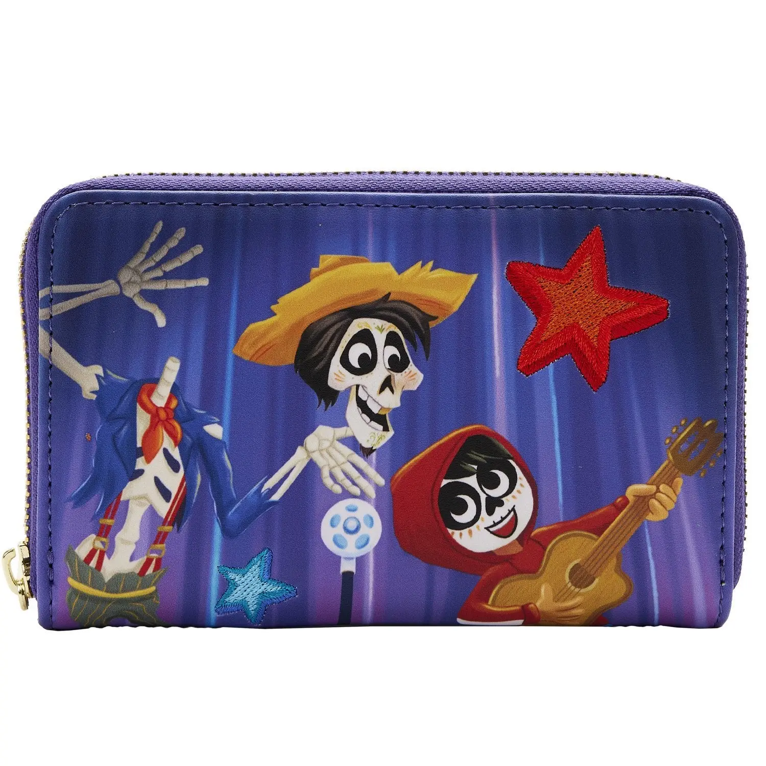 Men's Loungefly Pixar Moments Miguel and Hector Performance Zip-Around Wallet - Faux Leather, Embroidery, Glow-in-the-Dark, Cartoon Character Battle Scene, Zipper Close, Gift for Coco Fans, Cartoon Print Men's Wallet, Cartoon Print Men's Wallets