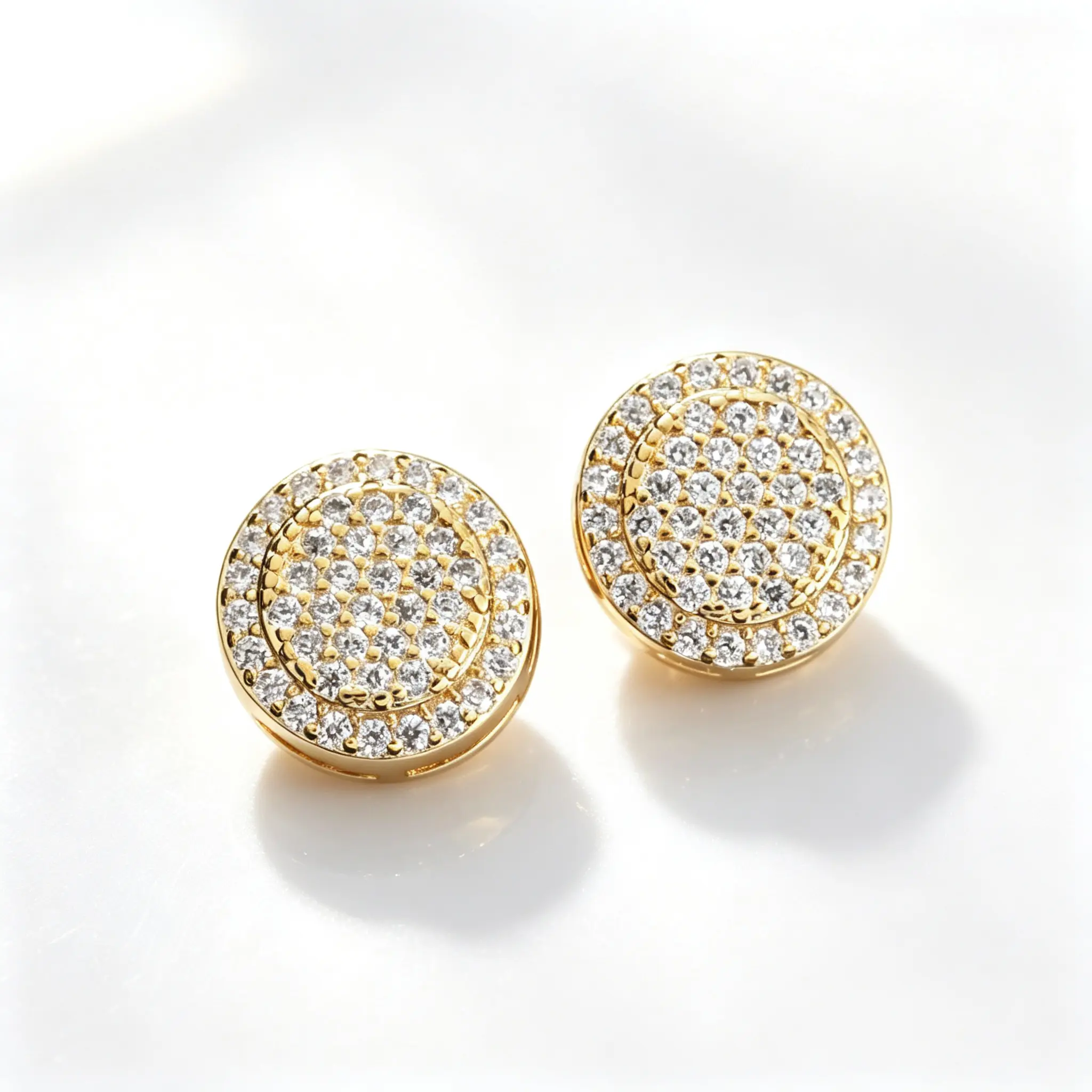 Unisex S925 Silver 8mm Classic Round Full Pavé Moissanite Stud Earrings, Hypoallergenic Daily Wear Jewelry, Funky Unique Accessories Luxury High-Shine Gift