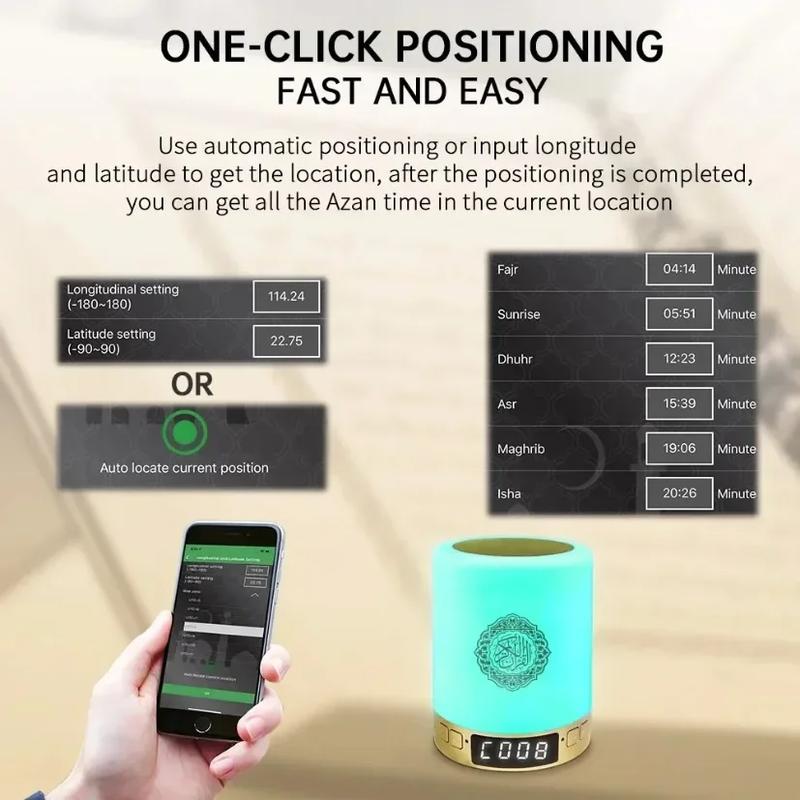 Equantu Wireless Portable Bluetooth-compatible Speaker USB Rechargeable with Night Light & Remote Control Music Sound Box for Home Office Audio