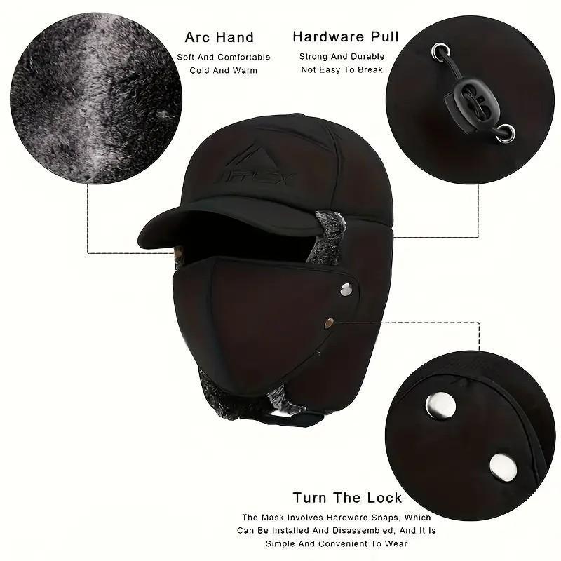 [live]Trapper Hat Style Mask Winter Warm Pilot Style Fur Ear Mask Ski Hunting Windproof Hat for Cold Weather Activities rapper Hat Mask with After-Sales Protection