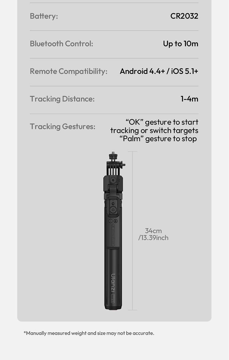 ULANZI TT23 64" Auto Face Tracking Tripod for iPhone/Android with Remote 360° Rotating Selfie Stick Follows Your Movement Facial Recognition Tripod for iPhone 17/16/15/14/13/Android/Camera/GoPro