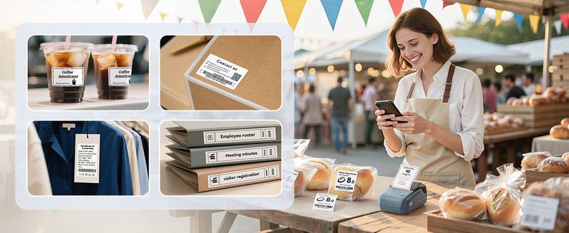 Niimbot Thermal label printer B1 sticker printer -2 Inch Mini Label Sticker Printer Came with One Roll White Label(2'' x1.18'')，Multiple Templates for Creative DIY, Small Business,Office,Home,School，App Editing,BPA-Free Thermal Label