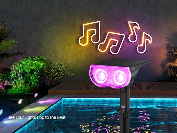 [Valentine’s Day Decor] Linkind Smart Solar Spotlight Outdoor APP Control Color Changing IP67 Waterproof Landscape Lighting for Yard Garden Pathway Valentine’s Day Decor