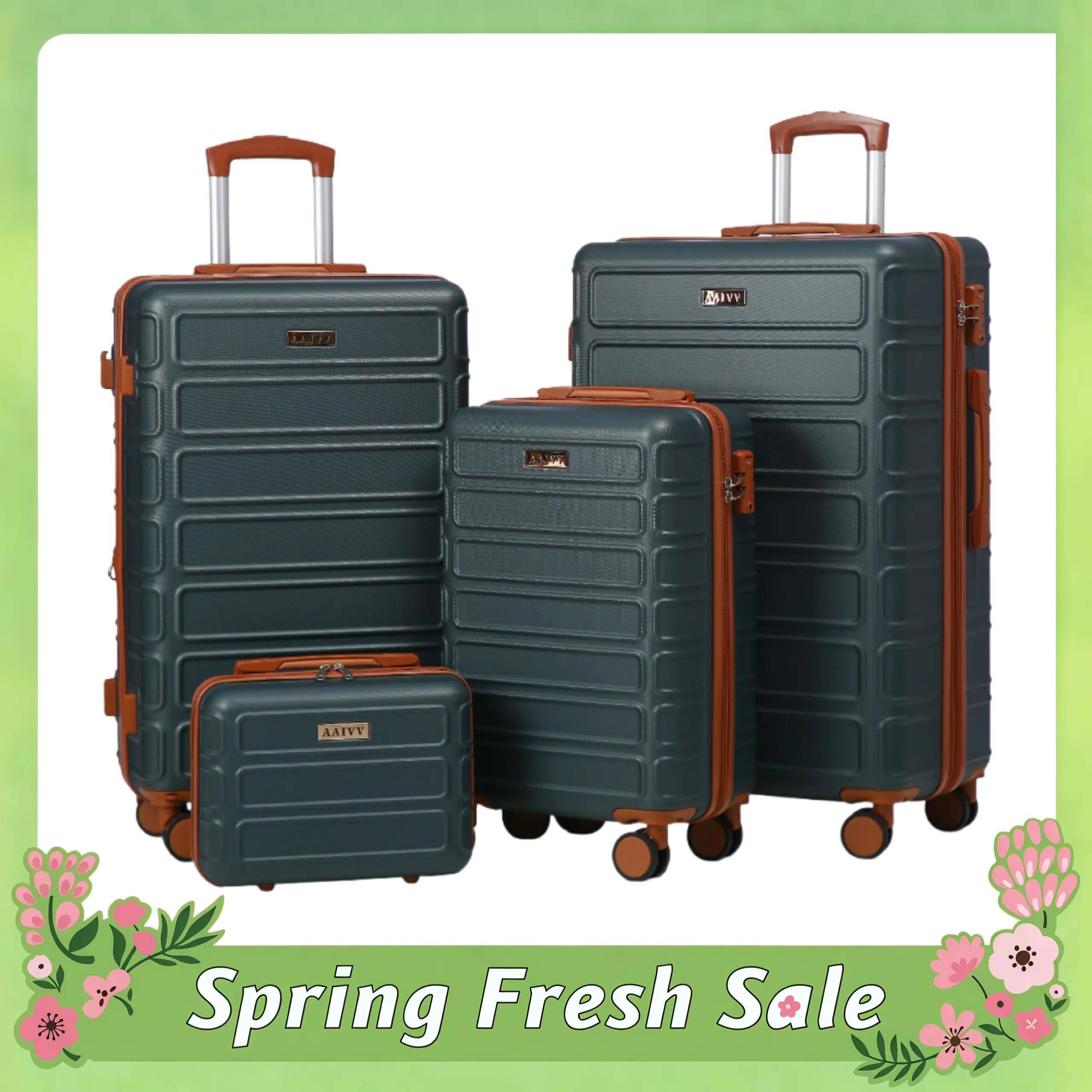4-Piece Sturdy ABS Expandable Luggage Set - Lightweight Travel Luggage with TSA Lock, Double Spinner Wheels, Carry On Option (13/20/26/28in), Ideal for Kids Back to School, Father's Day Gift, Sturdy Abs Luggage tiktokshopbacktoschool