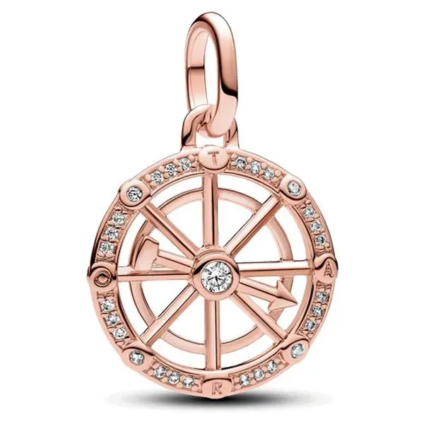 Pandora ME Wheel of Fortune Medallion Charm - Karma Themed, Good Luck, Wheel Shape, Tarot Engraved Letters, Movable Spin Center Arrow, 783063C01 Fashion Costume Jewelry Charm & Pendant