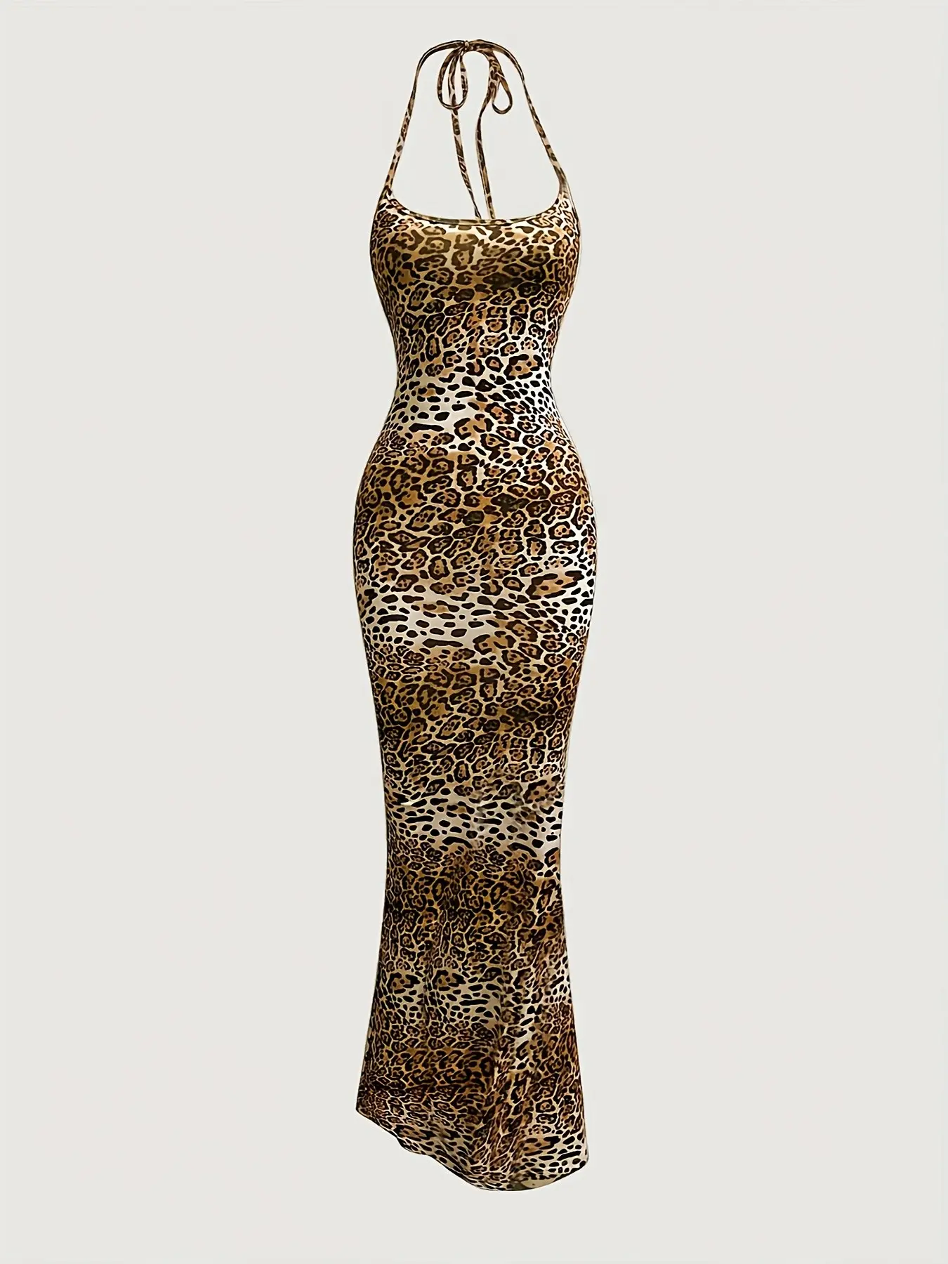 Black Halter Neck Bodycon Maxi Dress, Womenswear, Sleeveless, Stretchy Knit Y2K Backless Slim-Fit Mermaid Hem, Party,Club,Night Out, Going-Out Outfit with Flattering Silhouette & Adjustable Tie Straps