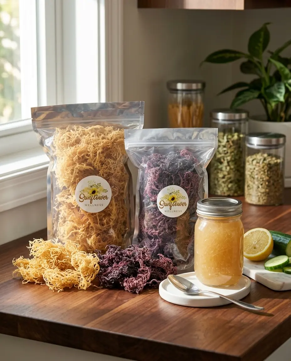 Sea Moss Bundle - Gold & Purple Raw Dried Sea Moss from Saint Lucia, High-Quality Dried Product for Crafting and Personal Use