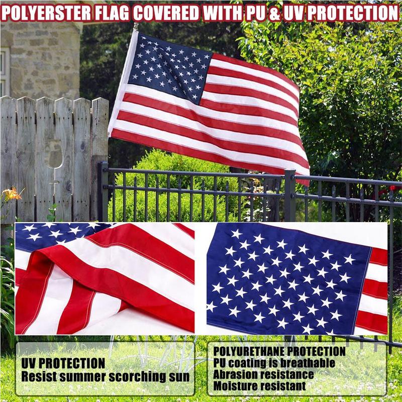 American Flag 3x5 Outdoor Heavy Duty Embroidered Stars Sewn Stripes Brass Grommets Waterproof US USA Flags