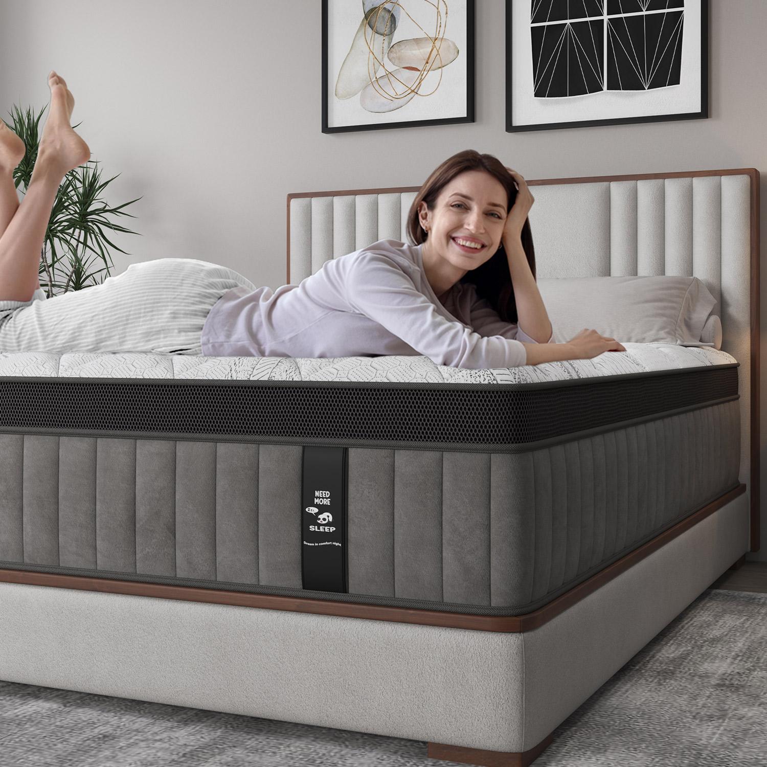 12"14" Gel Memory Foam Hybrid Pocket Spring Mattress Euro Top Medium Firm for Back & Lumbar Support Individual Pocket Spring for Motion Isolation Pressure Relief Twin Full King Queen Mattress CertiPUR-US & OEKO Certified