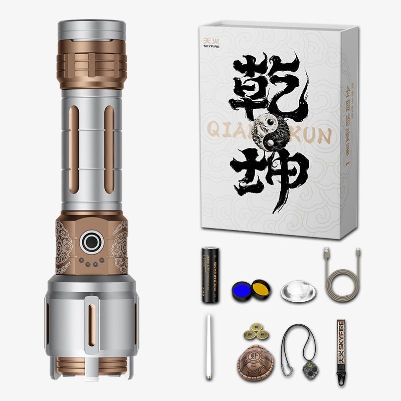 SKYFIRE 2503 LED Rechargeable Flashlight, High Lumen with Ambient Lamp, Super Bright Flashlight, Waterproof Design, Ideal for Camping Essentials, Outdoor & Home Use