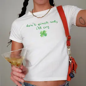 [ Sale Up To 30%] Cute Don't Pinch Me, St. Patrick's Day Baby Tee, Cute Funny St Paddys, Kiss Me Im Irish Y2K Style, Sorority Tee, Saint Patrick Parade