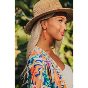 Vibrant Vibes Beaded Earrings In Orange