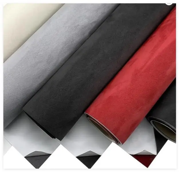 Premium Black Suede Fabric Wrap  inch Suede Wrap for Car Interior - Self-Adhesive Microfiber and Synthetic Leather, Stretchable Interior Film for Car and Home Decor