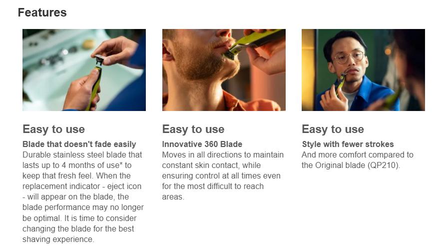 Philips Norelco OneBlade 360 blade replacement blade 2 pack Waterproof Rechargeable Shaver