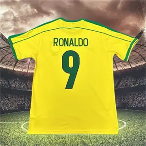 1998 World Cup Brazil Retro No.9 Ronaldo Short sleeve Soccer jersey