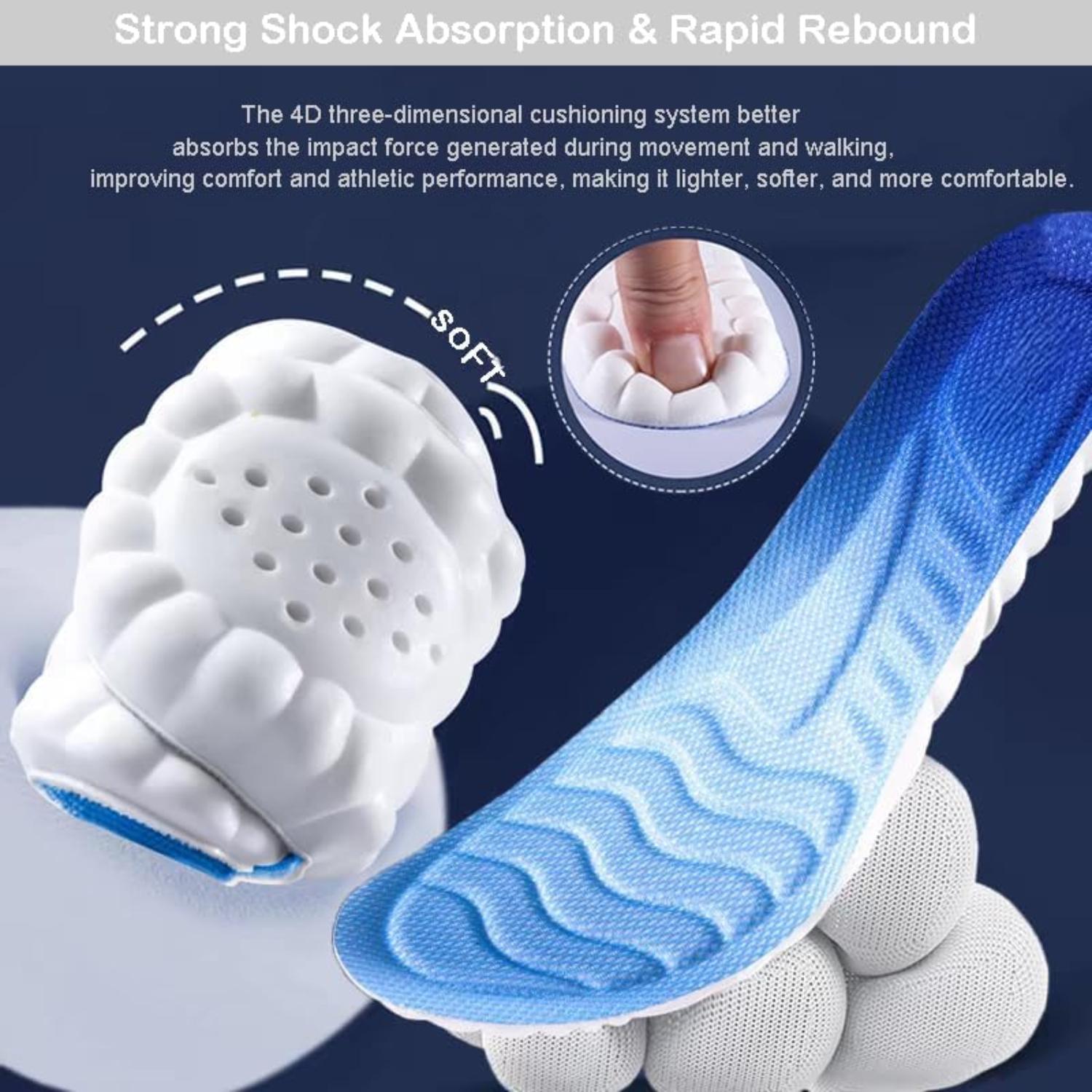 4D Cloud Soles Memory Foam Shoe Inserts,Support Shock Absorption Cushioning Sports Comfort Inserts, Breathable Shoe Inner Soles for Running,Walking,Hiking etc.