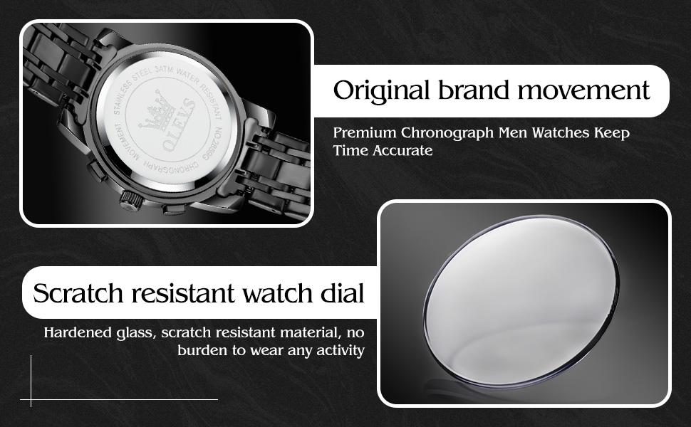 OLEVS Men's Casual Stainless Steel Watch 42mm Dial Waterproof Calendar Moonphase Chronograph Date Analog Quartz Men's Gift OLEVS Men's Casual Stainless Steel Watch 42mm Dial Waterproof Calendar Moonphase Chronograph Date Analog Quartz Men's Gift