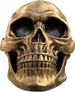 Vintage Golden Life-Size Human Skull | Premium Resin Halloween Gothic Decor cool stuff for room | Must-Have for Gothic Lovers Home Office Desktop Ornament bedroom decor