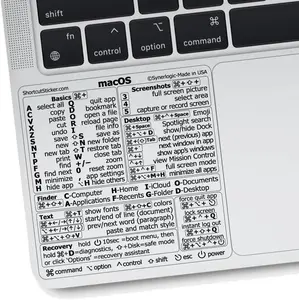 MAC OS Shortcut Stickers - Mac Keyboard Stickers for Mac OS - No-Residue Laminated Vinyl MacBook Stickers for Laptop