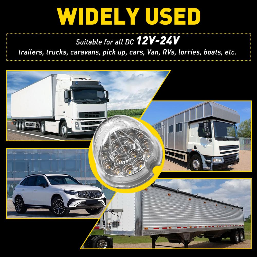 AUXITO LED Lights w/ Chrome Ring + Watermelon L-Bracket 2X For Semi Tractors 12V Trucks AUXITO LED Lights w/ Chrome Ring + Watermelon L-Bracket 2X For Semi Tractors 12V Trucks