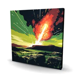 Pictorem C1RC2424Z17HRF 24x24 in. The Crash - Orange Canvas Wall Art Print, Vibrant Home Decor Artwork for Room Decoration