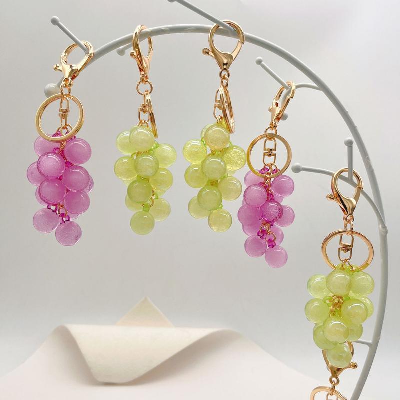 2PCS/3PCS/5PCS Grape Keychains, Creative Cute Bubble Jelly Grape Cluster Keychain Emulational Fruit Car Key Students' School Bag Pendant Gift