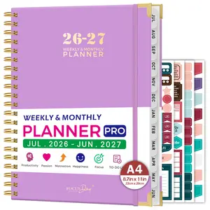 2026-2027 Weekly & Monthly Academic Planner, July 2026 - June 2027, 8.5" x 11", A4 Large Spiral Agenda Daily Planner with Ruler, Monthly Tabs, 4 Planning Stickers, for School & Office Schedule