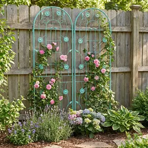 2 Pack 71"×19.7" Metal Garden Trellis Green Rustproof Outdoor Climbing Plant Flower Support