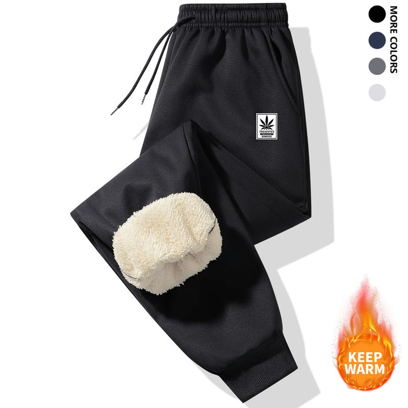 Men'S Casual Plush Sweatpants with Adjustable Drawstring Waist & Zippered Pockets - Comfortable Cold-Resistant Thickened Men'S Pants Warm Sweatpants Sports Leggings Warm Casual Sports Pants