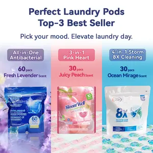 Laundry Detergent Pods, Long-Lasting Fragrance Laundry Beads, Odor Removal & Eco Formula Laundry Detergent Pods, Deep Cleaning Household Laundry Capsule