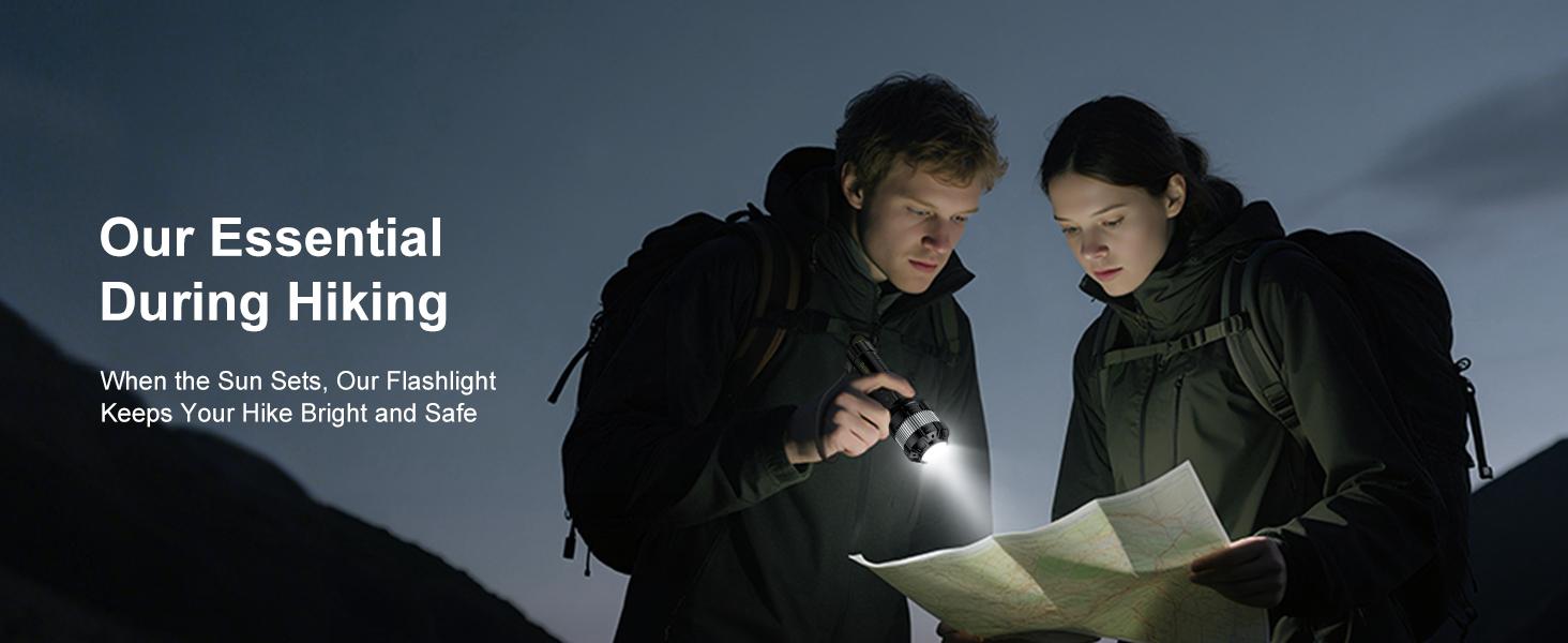 MARBERO Rechargeable Flashlight High Lumens with 4000mAh Battery Focused Beam Super Bright LED Powerful Flashlight 3 Modes Tactical Compact Portable Flashlight for Hiking Power Outage