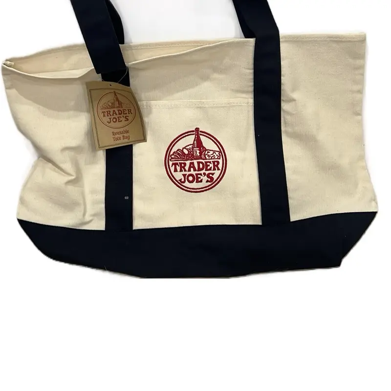 Trader’s Joe large reusable tote bag Navy Canvas