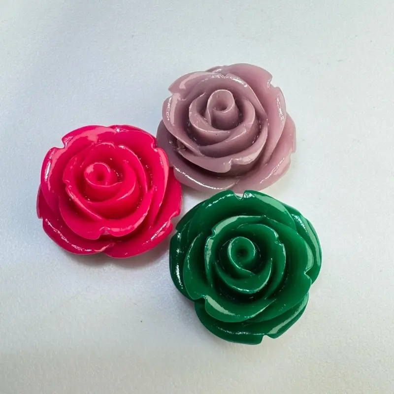 20.5mm Synthetic Coral Rose Bead - 1 per bag